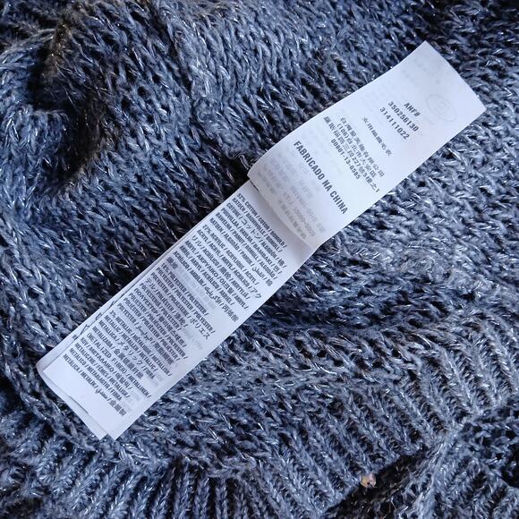 Hollister Grey Sparkle Knit Sweater Medium repaired bejeweled silver lightweight - Picture 8 of 16